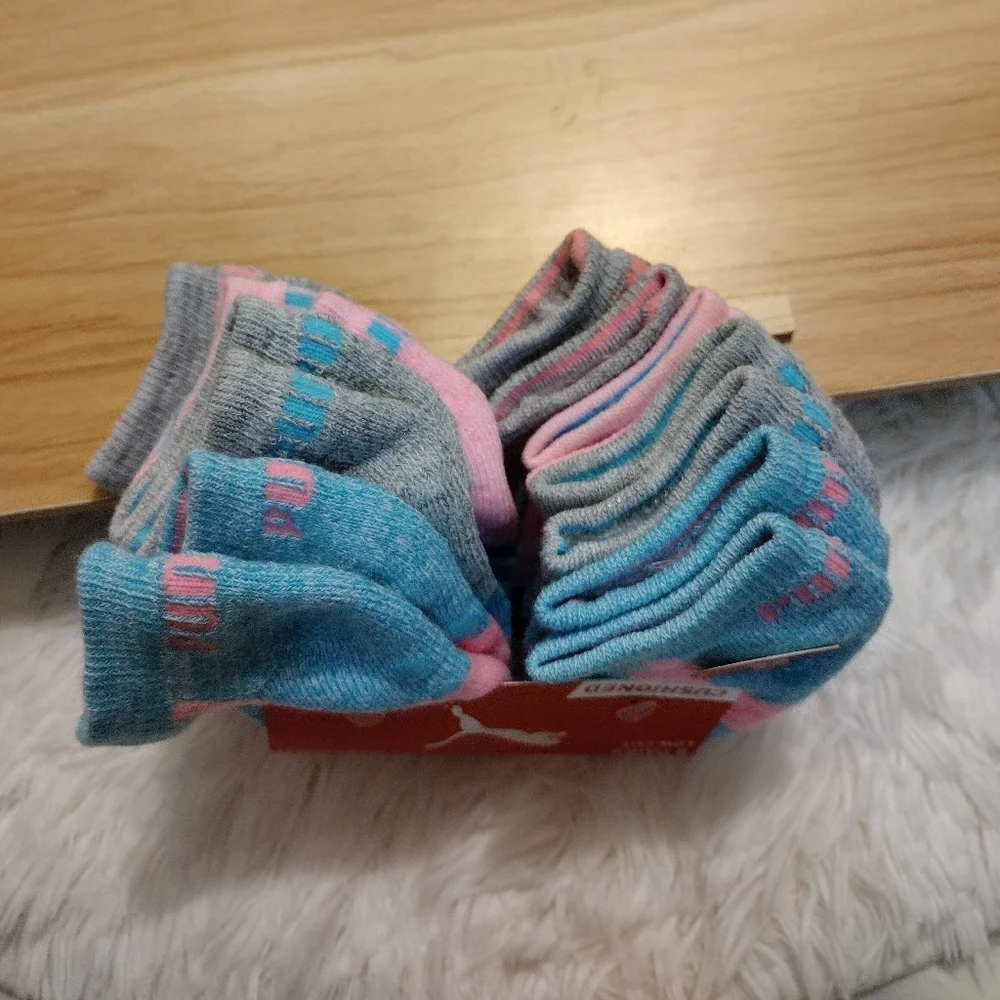 Puma Cushioned 8 Pairs Low Cut Socks Girl 12-24 Months Multicolored NWT